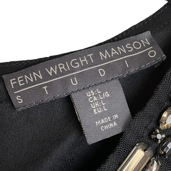 Fenn Right Manson Studio Black Jeweled  Blouse - Picture 8 of 10